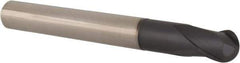 Accupro - 1/2" Diam, 1/2" LOC, 2 Flute Solid Carbide Ball End Mill - TiAlN Finish, Single End, 4-1/4" OAL, 1/2" Shank Diam, Spiral Flute - USA Tool & Supply