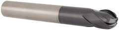 Accupro - 1" Diam, 1" LOC, 4 Flute Solid Carbide Ball End Mill - TiAlN Finish, Single End, 7" OAL, 1" Shank Diam, Spiral Flute - USA Tool & Supply