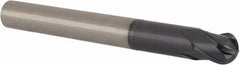 Accupro - 5/8" Diam, 5/8" LOC, 4 Flute Solid Carbide Ball End Mill - TiAlN Finish, Single End, 5-1/2" OAL, 5/8" Shank Diam, Spiral Flute - USA Tool & Supply