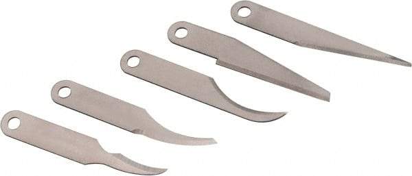 Excel - 5 Piece Steel Hobby Blade - 2-5/16" OAL, 0.031" Blade Thickness - USA Tool & Supply