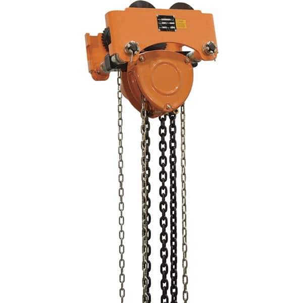 Vestil - 2 Ton Capacity Low Headroom Geared Trolley - 3-1/2" to 8" Flange Width - USA Tool & Supply