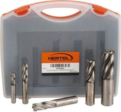 Hertel - 3/8 to 1", 4 Flute Roughing Square End Mill Set - Uncoated, Cobalt, Single End - USA Tool & Supply