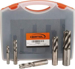 Hertel - 3/8 to 1", 4 Flute Roughing Square End Mill Set - Uncoated, Cobalt, Single End - USA Tool & Supply