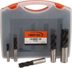 Hertel - 3/8 to 1", 4 Flute Roughing Square End Mill Set - TiAlN Coating, Cobalt, Single End, Center Cutting - USA Tool & Supply