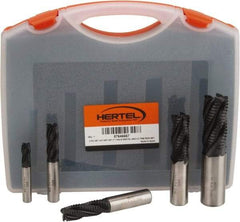 Hertel - 3/8 to 1", 4 Flute Roughing Square End Mill Set - TiAlN Coating, Cobalt, Single End, Center Cutting - USA Tool & Supply