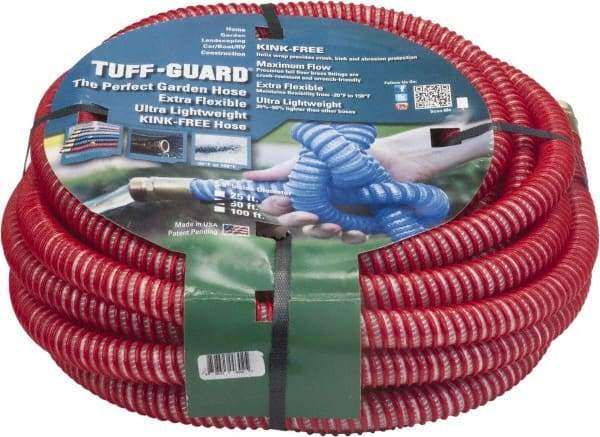 JGB Enterprises - 50' Long Garden Hose - 5/8" Diam, 5/8" GHT, Polypropylene, 100 psi, Hot Water Compatible, All Season, Red - USA Tool & Supply