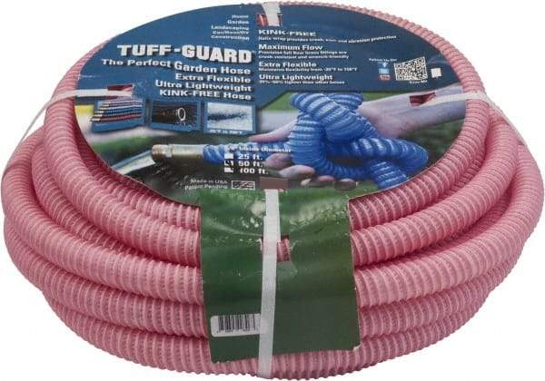 JGB Enterprises - 50' Long Garden Hose - 5/8" Diam, 5/8" GHT, Polypropylene, 100 psi, Hot Water Compatible, All Season, Pink - USA Tool & Supply