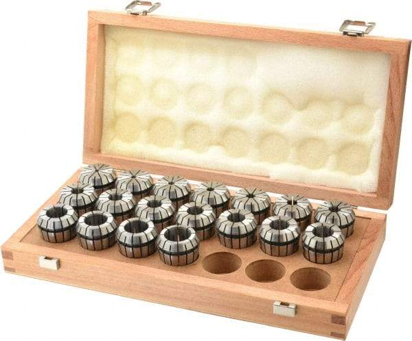 Parlec - 18 Piece, 2mm to 20mm Capacity, ER Collet Set - Increments of 1mm, Series ER32 - Exact Industrial Supply