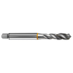‎6-32 3FL 2B Cobalt Spiral Flute Semi-Bott Ylw Ring Tap-Bright-40 Degree Helix - USA Tool & Supply