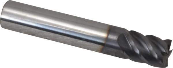 Niagara Cutter - 7/16", 9/16" LOC, 7/16" Shank Diam, 2-1/2" OAL, 5 Flute, Solid Carbide Square End Mill - Single End, TiAlN Finish, Spiral Flute, 45° Helix, Centercutting, Right Hand Cut, Right Hand Flute, Series S545 - USA Tool & Supply
