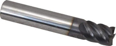Niagara Cutter - 7/16", 9/16" LOC, 7/16" Shank Diam, 2-1/2" OAL, 5 Flute, Solid Carbide Square End Mill - Single End, TiAlN Finish, Spiral Flute, 45° Helix, Centercutting, Right Hand Cut, Right Hand Flute, Series S545 - USA Tool & Supply