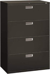 Hon - 36" Wide x 53-1/4" High x 19-1/4" Deep, 4 Drawer Lateral File - Steel, Charcoal - USA Tool & Supply