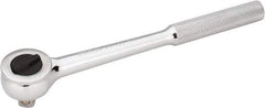 Stanley - 1/2" Drive Round Head Ratchet - Chrome Finish, 10" OAL - USA Tool & Supply