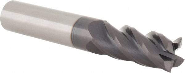 SGS - 7/16", 1" LOC, 7/16" Shank Diam, 2-3/4" OAL, 4 Flute, Solid Carbide Square End Mill - Single End, AlTiN Finish, Spiral Flute, Variable° Helix, Centercutting, Right Hand Cut, Right Hand Flute, Series Z1 - USA Tool & Supply