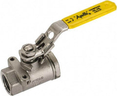 Apollo - 1/2" Pipe, Standard Port, Stainless Steel Standard Ball Valve - 2 Piece, NPT Ends, Locking Lever Handle, 600 WOG, 150 WSP - USA Tool & Supply