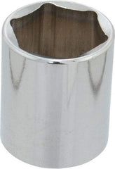 Proto - 1/2" Drive, Standard Hand Socket - 6 Points, 1-3/4" OAL, Chrome Finish - USA Tool & Supply