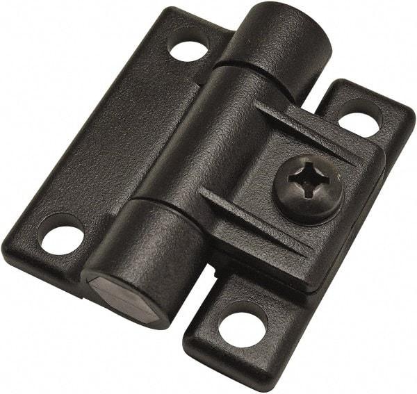 80/20 Inc. - 2-1/4" Long x 2-1/2" Wide x 19.56mm Thick, Adjustable Hinge - Black Acetal, No Finish - USA Tool & Supply