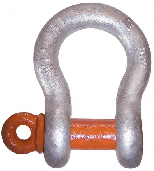 CM - 3/8" Nominal Chain Size, 1.5 Ton Carbon Steel Screw Anchor Shackle - 17/32" Diam, 7/16" Pin Diam, 21/32" Wide Inside Jaw, 15/16" Inside Width - USA Tool & Supply