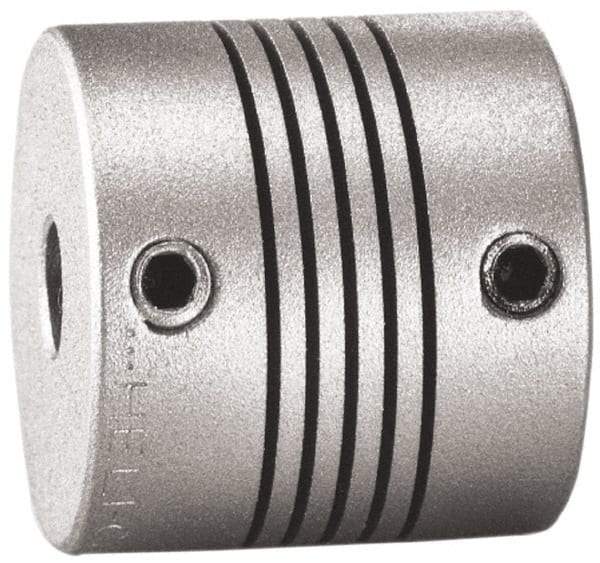 Lovejoy - 3/8" Max Bore Diam, Flexible Screw Hub Coupling - 1.12" OD, 1.12" OAL, Anodized Aluminum - USA Tool & Supply