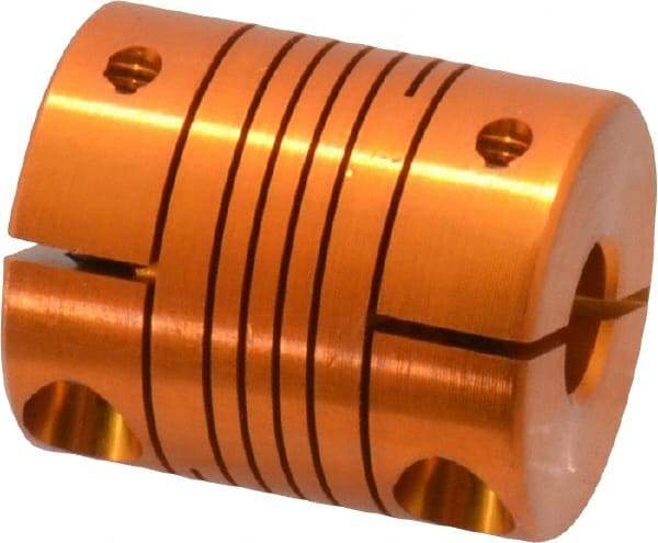 Lovejoy - 1/4" Max Bore Diam, Flexible Clamp Hub Coupling - 3/4" OD, 0.9" OAL, Anodized Aluminum - USA Tool & Supply