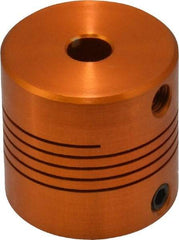 Lovejoy - 1/4" Max Bore Diam, Flexible Screw Hub Coupling - 1" OD, 1" OAL, Anodized Aluminum - USA Tool & Supply