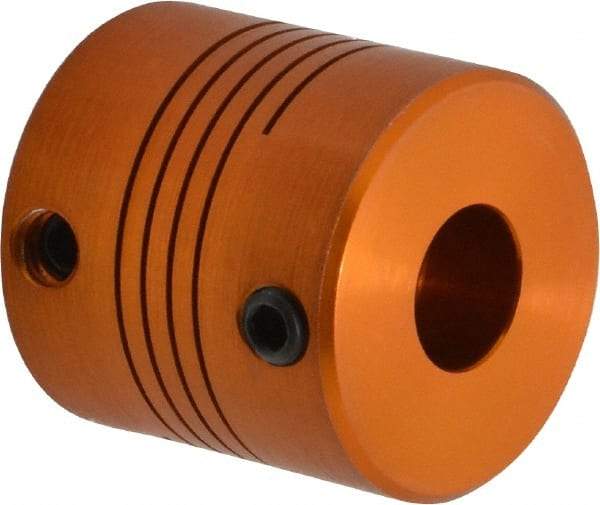 Lovejoy - 3/8" Max Bore Diam, Flexible Screw Hub Coupling - 1" OD, 1" OAL, Anodized Aluminum - USA Tool & Supply