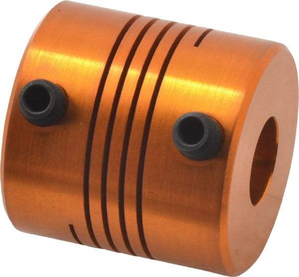 Lovejoy - 3/8" Max Bore Diam, Flexible Screw Hub Coupling - 1" OD, 1" OAL, Anodized Aluminum - USA Tool & Supply