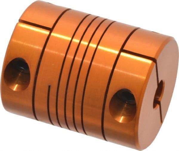 Lovejoy - 3/8" Max Bore Diam, Flexible Clamp Hub Coupling - 1" OD, 1-1/4" OAL, Anodized Aluminum - USA Tool & Supply