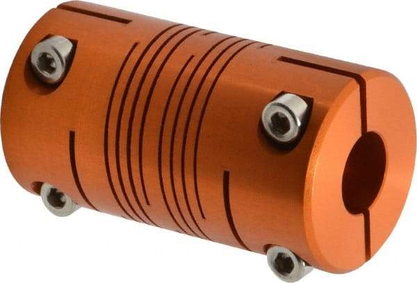 Lovejoy - 1/2" Max Bore Diam, Flexible Clamp Hub Coupling - 1-1/4" OD, 2-1/4" OAL, Anodized Aluminum - USA Tool & Supply