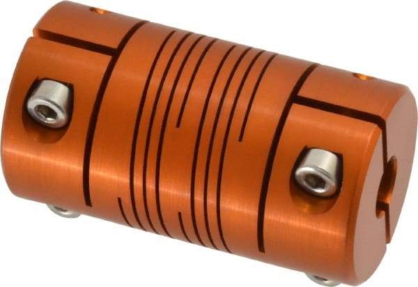 Lovejoy - 5/8" Max Bore Diam, Flexible Clamp Hub Coupling - 1-1/4" OD, 2-1/4" OAL, Anodized Aluminum - USA Tool & Supply