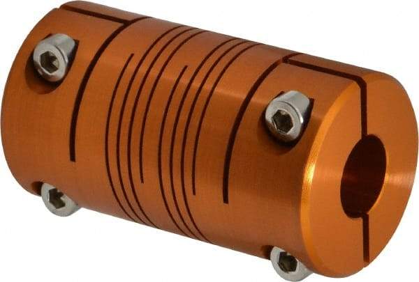 Lovejoy - 1/2" Max Bore Diam, Flexible Clamp Hub Coupling - 1-1/4" OD, 2-1/4" OAL, Anodized Aluminum - USA Tool & Supply