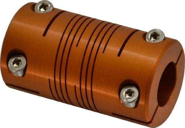Lovejoy - 5/8" Max Bore Diam, Flexible Clamp Hub Coupling - 1-1/4" OD, 2-1/4" OAL, Anodized Aluminum - USA Tool & Supply