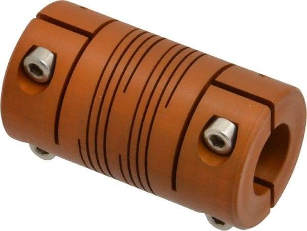 Lovejoy - 5/8" Max Bore Diam, Flexible Clamp Hub Coupling - 1-1/4" OD, 2-1/4" OAL, Anodized Aluminum - USA Tool & Supply