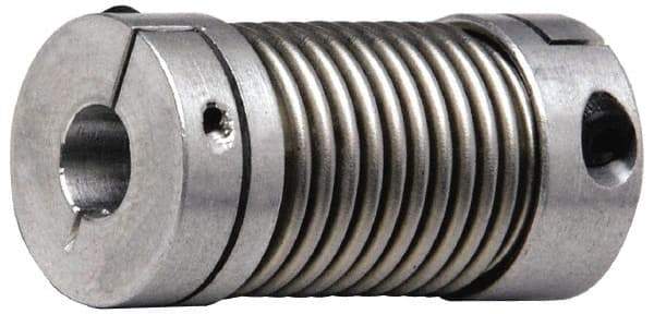 Lovejoy - 1/2" Max Bore Diam, Flexible Bellows Clamp Coupling - 1.77" OD, 2.48" OAL, Aluminum Hub with Stainless Steel Bellows - USA Tool & Supply