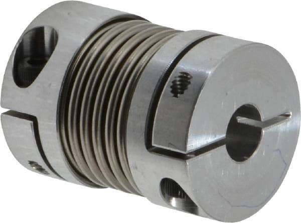 Lovejoy - 1/4" Max Bore Diam, Flexible Bellows Clamp Coupling - 0.984" OD, 1.023" OAL, Aluminum Hub with Stainless Steel Bellows - USA Tool & Supply