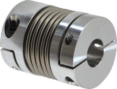 Lovejoy - 1/2" Max Bore Diam, Flexible Bellows Clamp Coupling - 1.28" OD, 1.614" OAL, Aluminum Hub with Stainless Steel Bellows - USA Tool & Supply