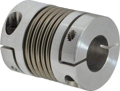 Lovejoy - 5/8" Max Bore Diam, Flexible Bellows Clamp Coupling - 1.28" OD, 1.614" OAL, Aluminum Hub with Stainless Steel Bellows - USA Tool & Supply