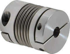 Lovejoy - 5/16" Max Bore Diam, Flexible Bellows Clamp Coupling - 1.28" OD, 1.614" OAL, Aluminum Hub with Stainless Steel Bellows - USA Tool & Supply