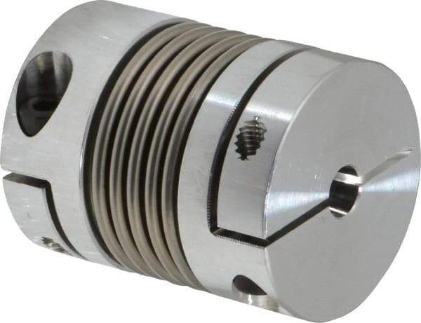 Lovejoy - 1/4" Max Bore Diam, Flexible Bellows Clamp Coupling - 1.28" OD, 1.614" OAL, Aluminum Hub with Stainless Steel Bellows - USA Tool & Supply