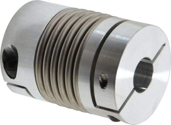 Lovejoy - 3/4" Max Bore Diam, Flexible Bellows Clamp Coupling - 1.77" OD, 2.48" OAL, Aluminum Hub with Stainless Steel Bellows - USA Tool & Supply