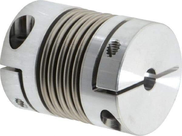 Lovejoy - 3/8" Max Bore Diam, Flexible Bellows Clamp Coupling - 1.28" OD, 1.614" OAL, Aluminum Hub with Stainless Steel Bellows - USA Tool & Supply