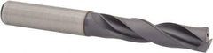 Kennametal - 7/16" 180° Spiral Flute Solid Carbide Screw Machine Drill Bit - TiAlN Finish, Right Hand Cut, 2-11/64" Flute Length, 102mm OAL, Flat-Bottom Point, Straight Shank, Through Coolant - USA Tool & Supply