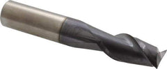 Accupro - 1/2", 2 Flute, Single End, Solid Carbide, 0.015" Corner Radius End Mill - 3" OAL, 40° Helix, Right Hand Flute, 1" LOC, Right Hand Cut - USA Tool & Supply