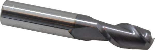 Accupro - 1/2", 2 Flute, Single End, Solid Carbide, 0.045" Corner Radius End Mill - 3" OAL, 40° Helix, Right Hand Flute, 1" LOC, Right Hand Cut - USA Tool & Supply