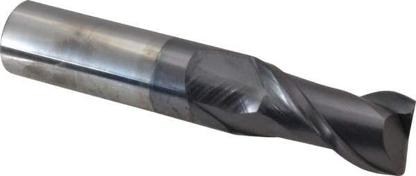 Accupro - 3/4", 2 Flute, Single End, Solid Carbide, 0.03" Corner Radius End Mill - 4" OAL, 40° Helix, Right Hand Flute, 1-1/2" LOC, Right Hand Cut - USA Tool & Supply