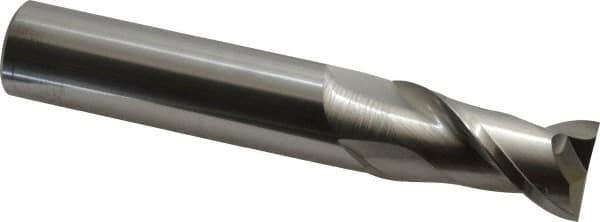 Accupro - 1", 2" LOC, 1" Shank Diam, 6" OAL, 2 Flute, Solid Carbide Square End Mill - Single End, Uncoated, Spiral Flute, 40° Helix, Centercutting, Right Hand Cut, Right Hand Flute - USA Tool & Supply