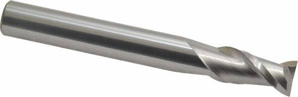 Accupro - 1/2", 1" LOC, 1/2" Shank Diam, 4" OAL, 2 Flute, Solid Carbide Square End Mill - Single End, Uncoated, Spiral Flute, 40° Helix, Centercutting, Right Hand Cut, Right Hand Flute - USA Tool & Supply