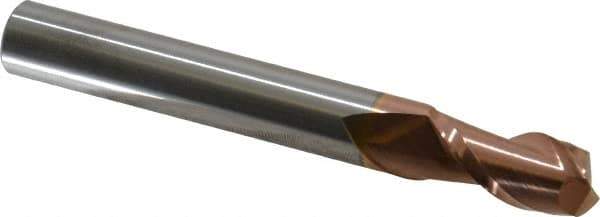 Accupro - 1/2", 1" LOC, 1/2" Shank Diam, 4" OAL, 2 Flute, Solid Carbide Square End Mill - Single End, TiCN Finish, Spiral Flute, 40° Helix, Centercutting, Right Hand Cut, Right Hand Flute - USA Tool & Supply