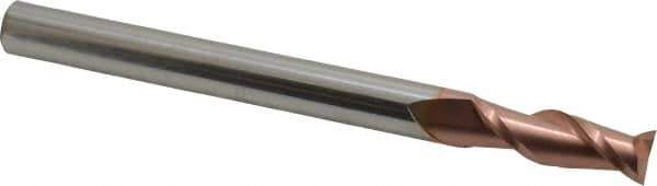 Accupro - 1/2", 1-1/2" LOC, 1/2" Shank Diam, 6" OAL, 2 Flute, Solid Carbide Square End Mill - Single End, TiCN Finish, Spiral Flute, 40° Helix, Centercutting, Right Hand Cut, Right Hand Flute - USA Tool & Supply