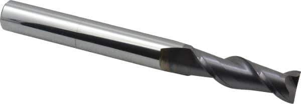 Accupro - 5/8", 2" LOC, 5/8" Shank Diam, 6" OAL, 2 Flute, Solid Carbide Square End Mill - Single End, AlTiN Finish, Spiral Flute, 40° Helix, Centercutting, Right Hand Cut, Right Hand Flute - USA Tool & Supply